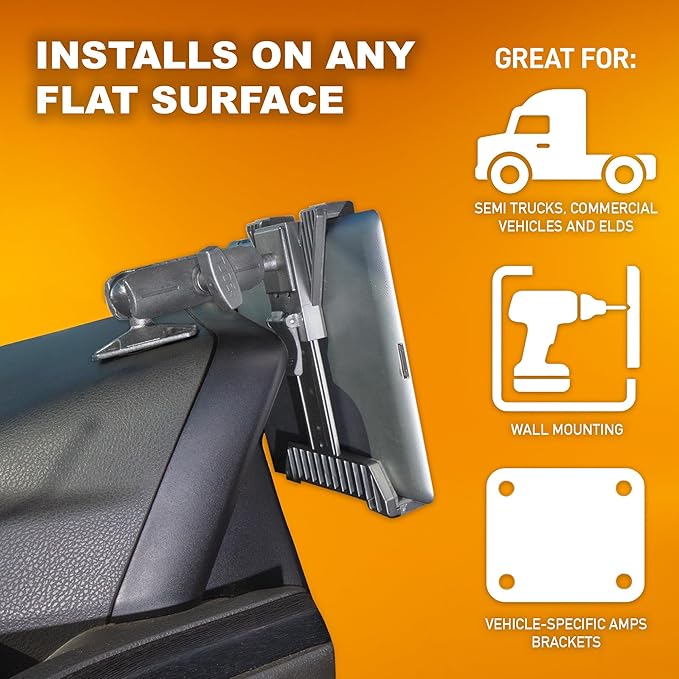 iBOLT TabDock Bizmount AMPs - Heavy Duty Drill Base Mount for All 7" - 10" Tablets- Great for Commercial Vehicles, Trucks, and Wall Mounting- Features 1 inch / 25mm Ball Joint