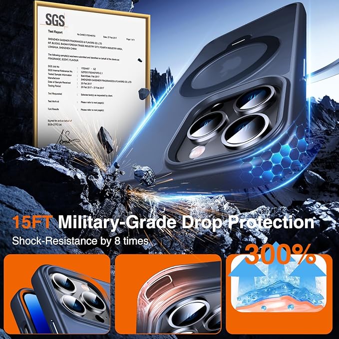 360° O-Ring MagStander for iPhone 14 Pro Case with Magnetic Kickstand Ring Holder [Compatible with MagSafe][360°Rotate Stand Ring][Military Shockproof] iPhone 14 Pro Phone Cover Matte Blue