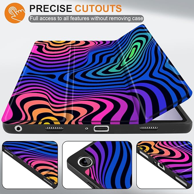 MEEgoodo Case for Samsung Galaxy Tab A9 Plus 11 inch Cover 2024 2023 with S Pen Holder, A9+ Smart Tablet Cases with Leather Trifold Stand+Soft TPU Back Shell+Smart Auto Wake/Sleep, Abstract Ripple