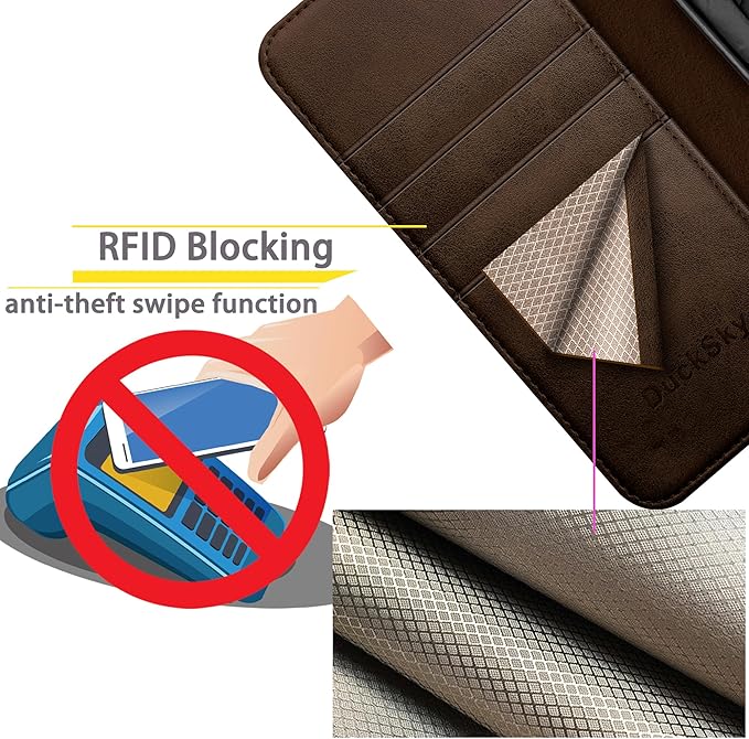 Compatible with Samsung Galaxy S25 Genuine Leather Wallet case【RFID Blocking】【4 Credit Card Holder】【Real Leather】 Flip Folio Book Phone case Cover Women Men for Samsung S25 case Brown