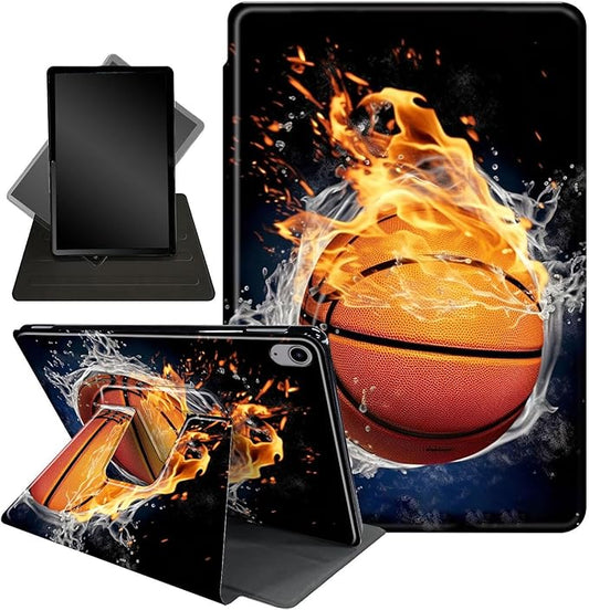Case for Lenovo Tab P11 Plus Case 2021 (TB-J616F / J616X), 360 Degree Rotating Folding Stand,with Auto Sleep/Wake Case for Lenovo Tab P11 11” 2020 (TB-J606F TB-J606X),Basketball Fire and Water