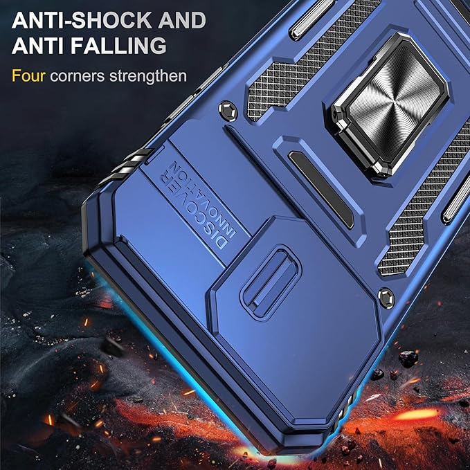 Case for iPhone 14 Pro Max Phone Case with Camera Lens Cover, with Ring Holder Kickstand, fit Magnetic Car Mount, for iPhone 14 Pro Max (Navy Blue)