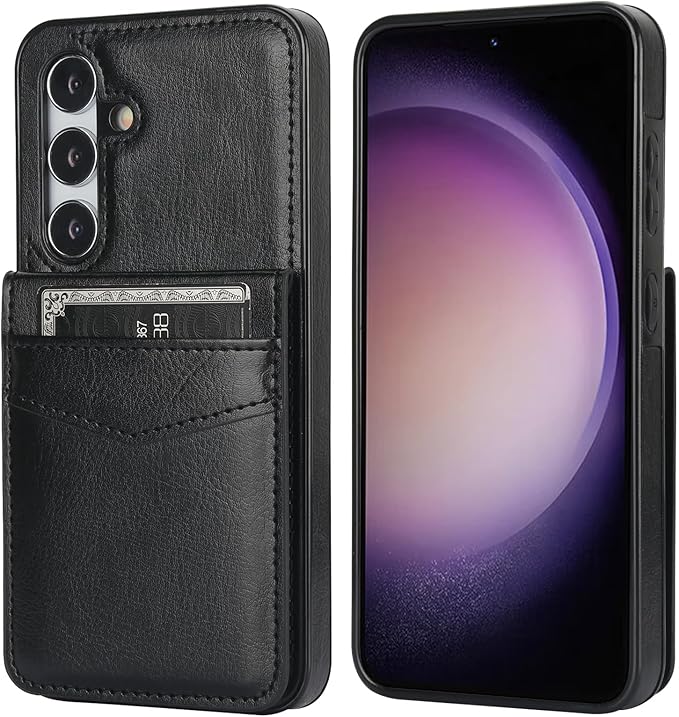 KIHUWEY for Samsung Galaxy S24 Case Wallet with Credit Card Holder, Flip Premium Leather Magnetic Clasp Kickstand Heavy Duty Protective Cover for Samsung Galaxy S24 6.2" (Black)