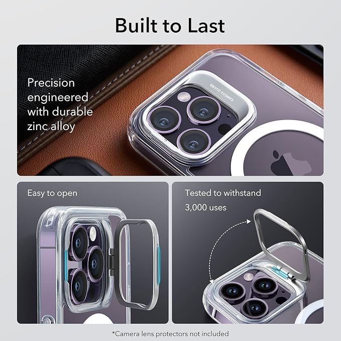 ESR for iPhone 14 Pro Case, Compatible with MagSafe, Built-in Camera Ring Stand, Military-Grade Protection, Magnetic Phone Case for iPhone 14 Pro, Classic Kickstand Case (HaloLock), Clear