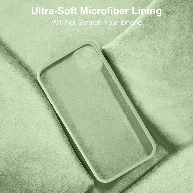 Vooii Compatible with iPhone 11 Pro Case, Upgraded Liquid Silicone with [Flat Edges] [Camera Protection] [Soft Anti-Scratch Microfiber Lining] Phone Case for iPhone 11 Pro 5.8 inch - Matcha