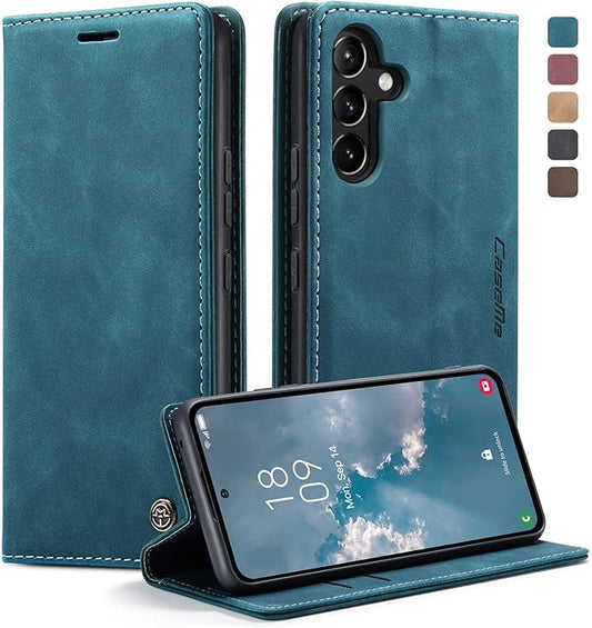 for Samsung Galaxy A54 5G Case, Flip Wallet Leather Case with Card Holder Magnetic Closure Shockproof Kickstand Protective Phone Cases Cover for Galaxy A54 6.4 Inch,Blue-Green