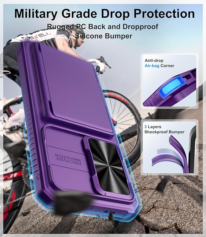 for Samsung Galaxy S25 FE Wallet Case with Camera Cover, Card Holder (4-5 Cards), Military Grade Protection, Heavy Duty Women Men Protective Phone Case for Galaxy S25 FE 6.7" 2025, Dark Purple