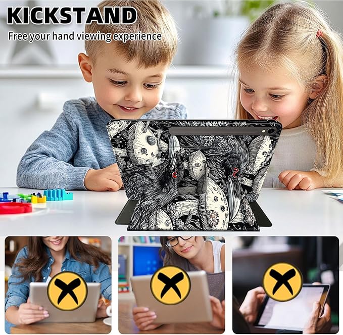 Case for Samsung Galaxy Tab S10 FE / S9 FE 5G 10.9 inch & Tab S9 11 inch, PU Leather 360° Rotating Stand Cover, Auto Sleep/Wake, Folio Smart Protective Cover, Ravens