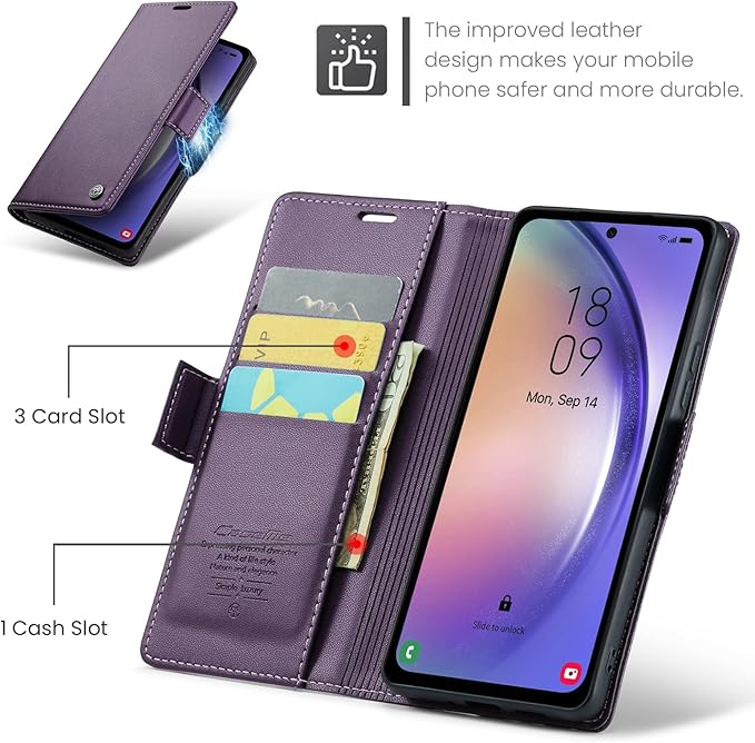 for Samsung Galaxy A54 5G Case, Premium PU Leather Wallet Case Flip Cover with [RFID Blocking][Card Holder][Stand Function] Shockproof Protective for Samsung Galaxy A54, Purple