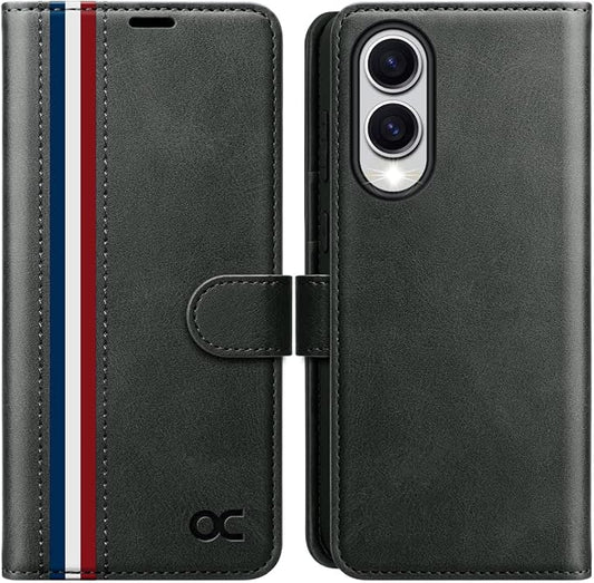 OCASE Compatible with Galaxy S25 Edge Wallet Case, PU Leather Flip Folio Case with Card Holders RFID Blocking Kickstand [Shockproof TPU Inner Shell] Protective Phone Cover 2025, Spliced Gray