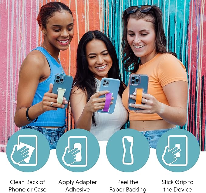 LOVEHANDLE PRO Premium Phone Grip - Silicone Phone Strap - Magnetic Phone Mount and Kickstand for Smartphone and Tablet - Frosty Blue Glow Silicone