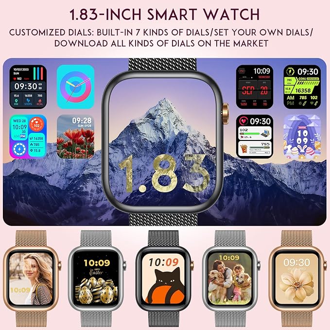 Smartwatch Women Fitness Tracker Watch: Black Smart Watches for Women Make Answer Bluetooth Call Android Phones iPhone Compatible 123+ Sport Modes IP68 Waterproof Digital Pedometer Heart Rate Monitor