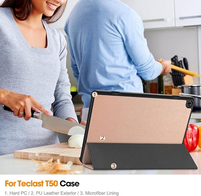 Case for TECLAST T50 11.0 inch Tablet, Folding Folio Ultra-Thin PU Leather Stand Case Cover for TECLAST T50 11.0 inch Rose Gold