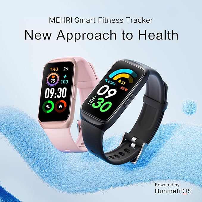 MEHRI Fitness Tracker - Smart Watch with 24/7 Heart Rate, Blood Pressure & Oxygen, Sleep & Stress Monitoring, IP68 Waterproof, Activity Tracker, Step Count, Calories, Distance & More (Pink)