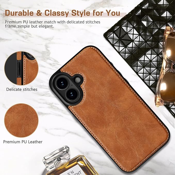 LOHASIC for iPhone 17 Leather Case, Slim Business PU Classic Elegant Style Soft Non-Slip Grip Shockproof Rugged Protective Cover Phone Case for iPhone17 6.3" 2025 - Sand Dune