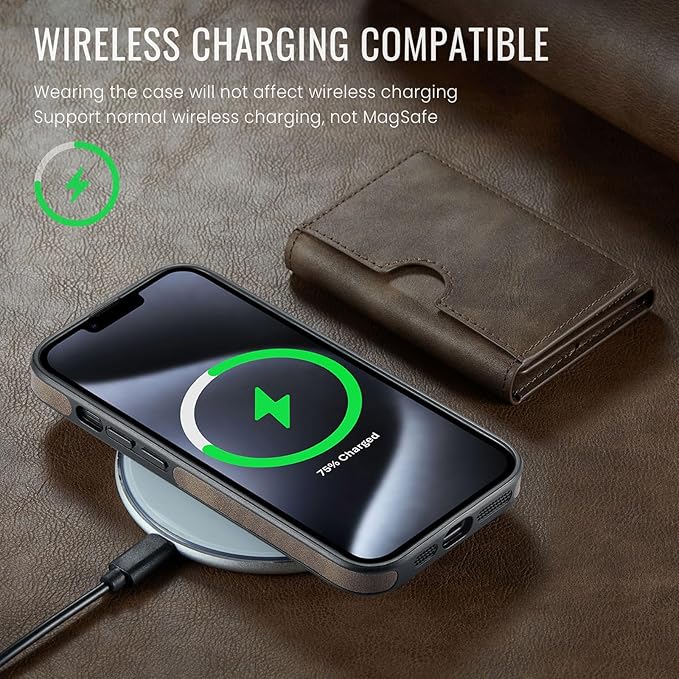 Asuwish Phone Case for iPhone 14 6.1 inch Wallet Magnetic Detachable Cell Cover with Wireless Charging and RFID Blocking Credit Card Holder Flip Stand iPhone14 5G i i-Phone i14 14Case Women Men Coffee