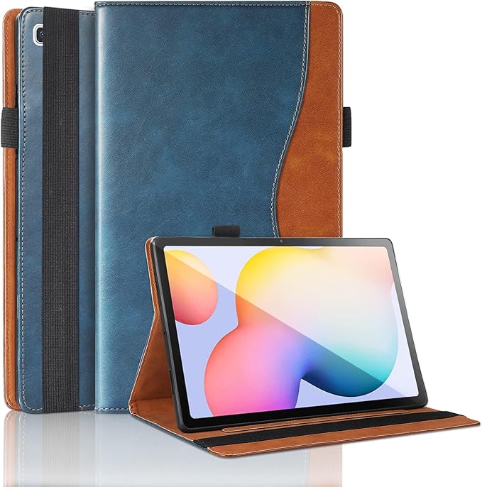 Case for Samsung Galaxy Tab S6 Lite 10.4 inch 2024/2022/2020 (SM-P620/P625/P610/SM-P615/SM-P613/SM-P619) Business PU Leather Multi-Angle Stand Flip Case with Pencil Holder-Turquoise