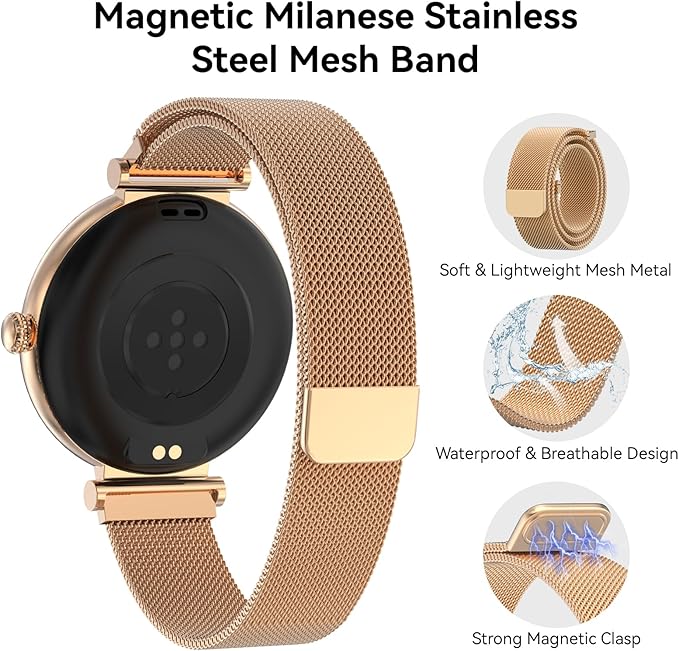 Bebinca Smart Watches for Women (Dial/Answer Calls) with Heart Rate/Sleep/Blood Oxygen Monitor, Voice Assistant Compatible with Samsung iPhone Android Phones, IP68 Waterproof(Rose Gold)