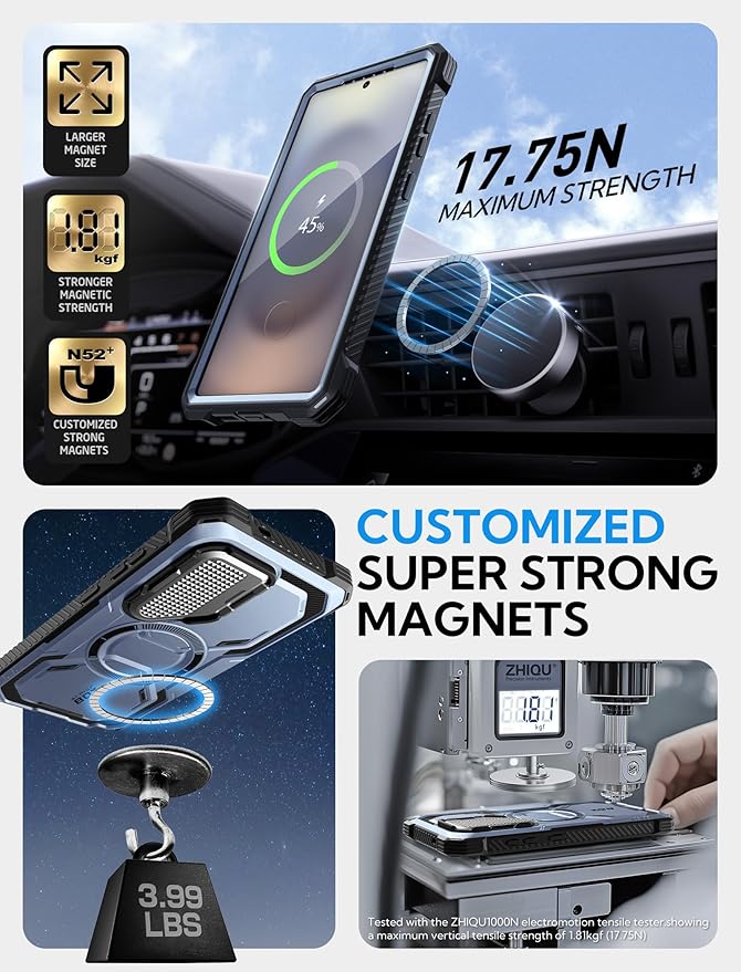 i-Blason Armorbox for Samsung Galaxy S25 Ultra Case MagSafe with Camera Cover Stand [Military Protection] Full-Body Heavy Duty Magnetic Phone Case with Screen Protector for S25 Ultra 6.9 inch, Blue