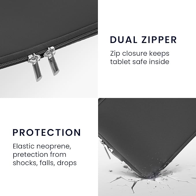 kwmobile Neoprene Pouch Compatible with 8"-8,4" Tablet - Universal Sleeve Case Cover with Zipper for Tablet - Grey