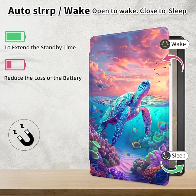 Case for Samsung Galaxy Tab S10 FE / S9 FE 5G 10.9 inch & Tab S9 11 inch, PU Leather 360° Rotating Stand Cover, Auto Sleep/Wake, Folio Smart Protective Cover, Sea Turtle 2