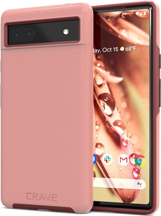 Crave Dual Guard for Google Pixel 6a Case, Shockproof Protection Dual Layer Case for Google Pixel 6a - Blush