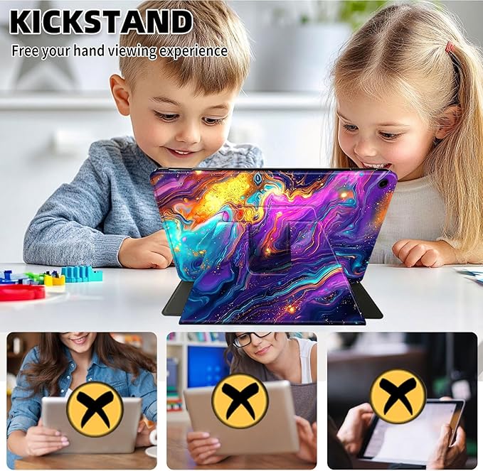 Case for Samsung Galaxy Tab A9+/A9 Plus 11 Inch 2023 Tablet Case, 360 Degree Rotating Folio Stand Smart Cover for Galaxy Tab A9+ Tablet SM-X210/X216/X218, Auto Sleep/Wake, Colorful Marble