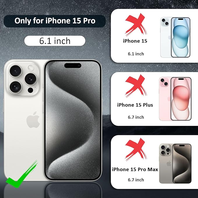 for iPhone 15 Pro Case Magnetic for iPhone15 Pro, with Kickstand, Compatible with MagSafe, Military-Grade Protection Case for 15 Pro, Black