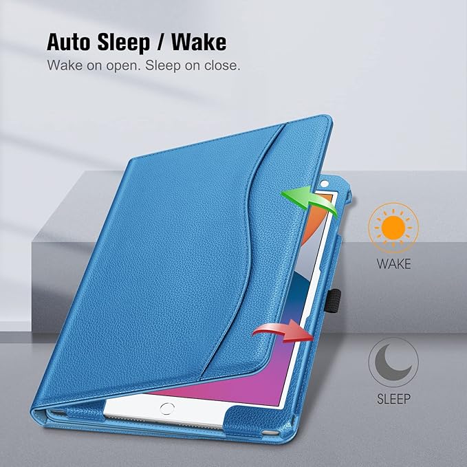Fintie Case for iPad 9th / 8th / 7th Generation (2021/2020/2019) 10.2 Inch - [Corner Protection] Multi-Angle Viewing Stand Cover with Pocket & Pencil Holder, Auto Sleep Wake, Royal Blue