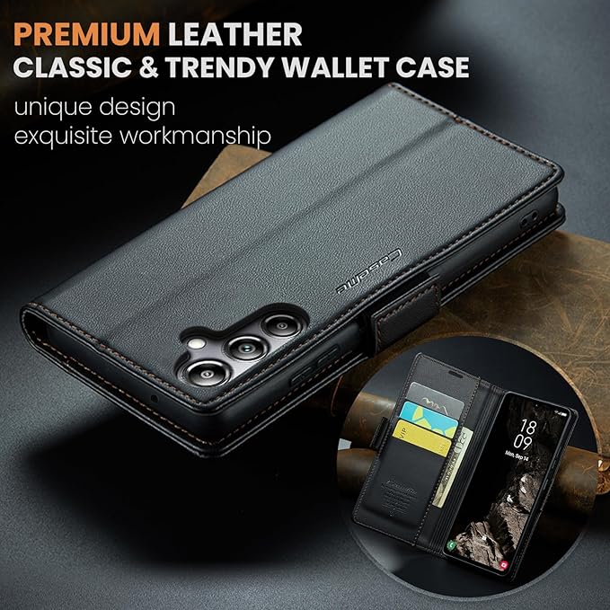 for Samsung Galaxy A05s Case, Premium PU Leather Wallet Case Flip Cover with [RFID Blocking][Card Holder][Stand Function] Shockproof Protective for Samsung Galaxy A05s, Black