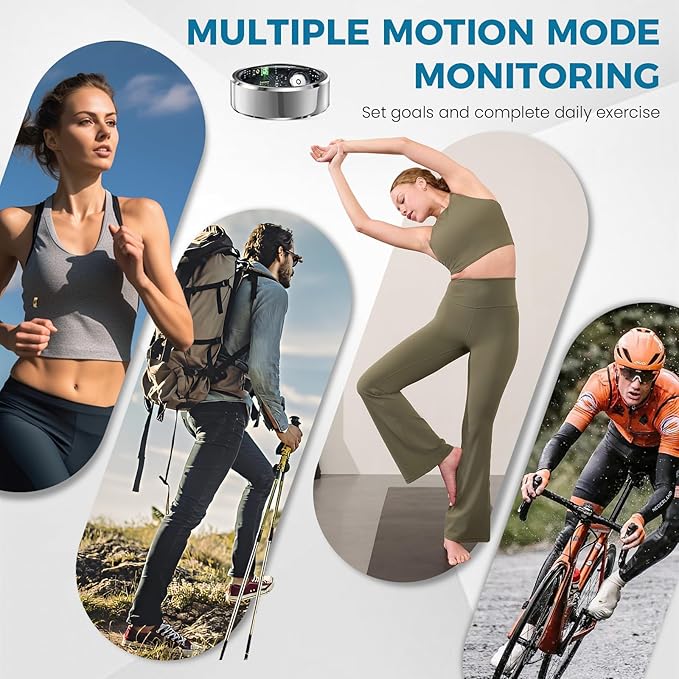 Smart Ring for Women Men Fitness Tracker with Blood Pressure,Heart Rate,Sleep Monitoring,Step Counting,for iPhone and Android,Waterproof Smart Blood Pressure Monitor,No Subscription Fees (Silver 11)