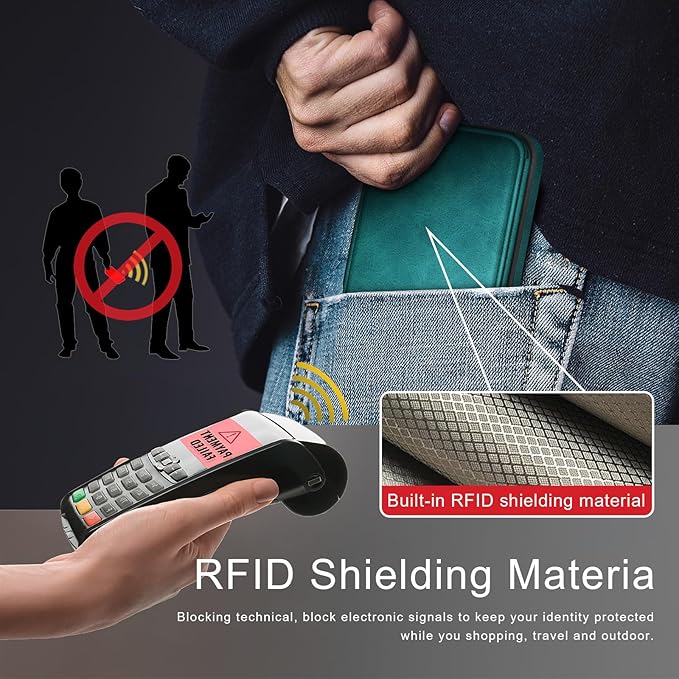 DJDUCK Designed for Samsung Galaxy S25 Edge Case Wallet with Card Holder, [Magnetic Clasp Cover] [RFID Blocking Leather Protection] Shockproof Women Men Cases for Samsung S25 Edge Blue Green