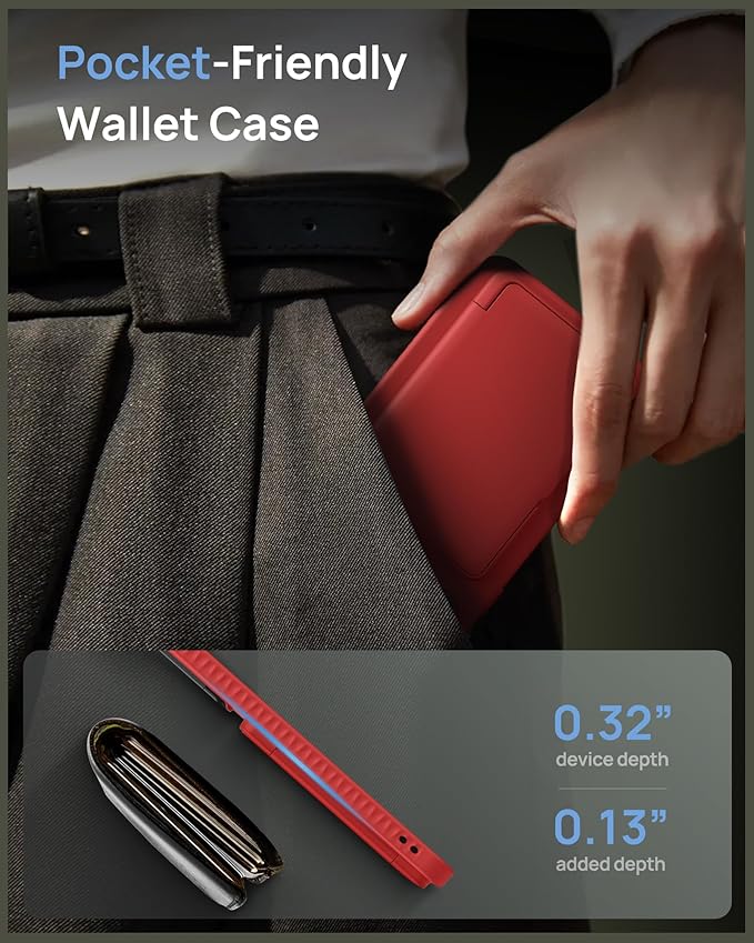 for Samsung Galaxy S25+ Plus Case Wallet with Stand, Built-in Card Holder & Camera Cover, Military Grade Drop Protection Shockproof Rugged Protective Wallet Phone Case for S25+ Plus 2025, Red