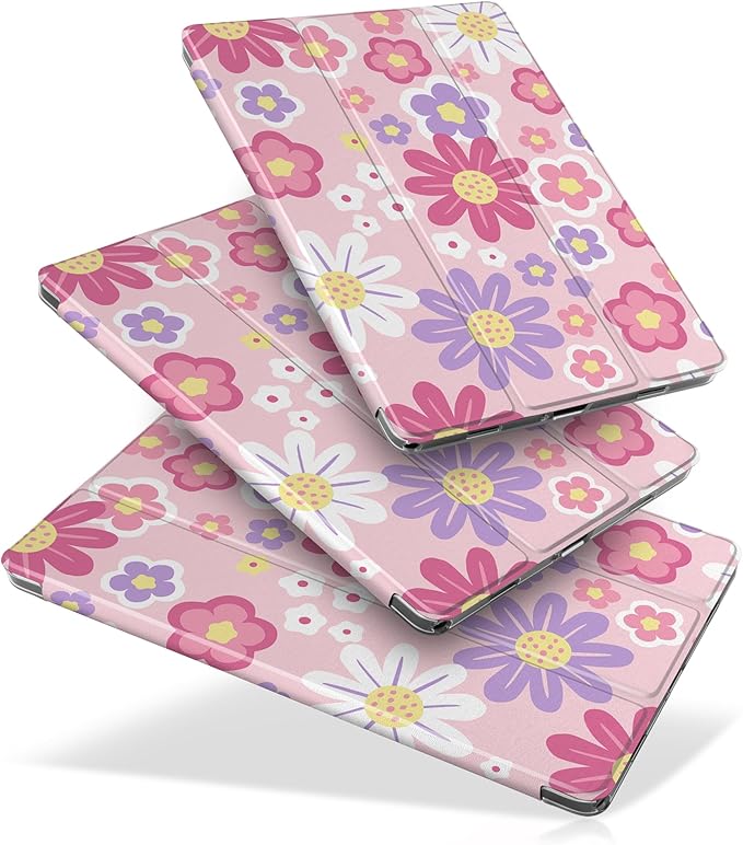 DONGKE Case for Samsung Galaxy Tab A9+/A9 Plus 11 inch 2024 2023 (SM-X210/X216/X218), Slim Stand Hard PC Translucent Back Shell Smart Cover, Auto Wake/Sleep - Power Flowers
