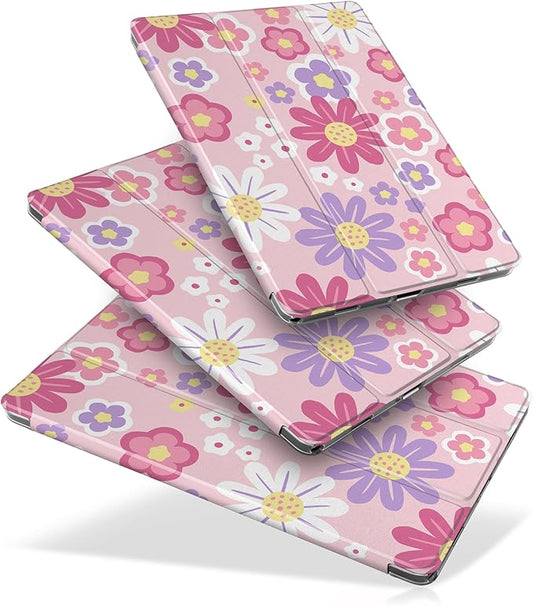 DONGKE Case for Samsung Galaxy Tab A9+/A9 Plus 11 inch 2024 2023 (SM-X210/X216/X218), Slim Stand Hard PC Translucent Back Shell Smart Cover, Auto Wake/Sleep - Power Flowers