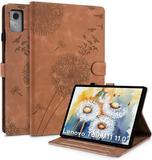 Tablet Cover for Lenovo Tab M11 TB-330FU, Dandelion Design with Kickstand for Pencil Holder, Magnetic Closure, Compatible with Lenovo Tablet K11 TB-330XU / M11 11 Inch Case Brown