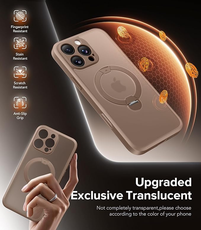 Magnetic for iPhone 16 Pro Max Case, [Unbreakable & Stable Stand] [Phone Case Compatible with MagSafe] [Military-Grade Protection] Slim Translucent Matte Shockproof Phone Cover, Rose Gold