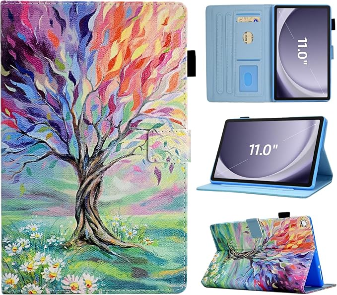 Case for Samsung Galaxy Tab A9+/A9 Plus 11 inch 2023 2024(SM-X210/X216/X218),Leather Multi Angle Stand Cover Slim Folio Protective Case for Tablet Tab A9 Plus, Auto Wake/Sleep,Tree of Life