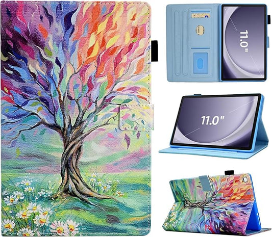 Case for Samsung Galaxy Tab A9+/A9 Plus 11 inch 2023 2024(SM-X210/X216/X218),Leather Multi Angle Stand Cover Slim Folio Protective Case for Tablet Tab A9 Plus, Auto Wake/Sleep,Tree of Life