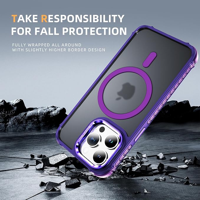 for iPhone15 Pro Case with MagSafe, Supports Magnetic Charging, [Military Drop Protection] Magnetic Case for iPhone 15 Pro, Purple