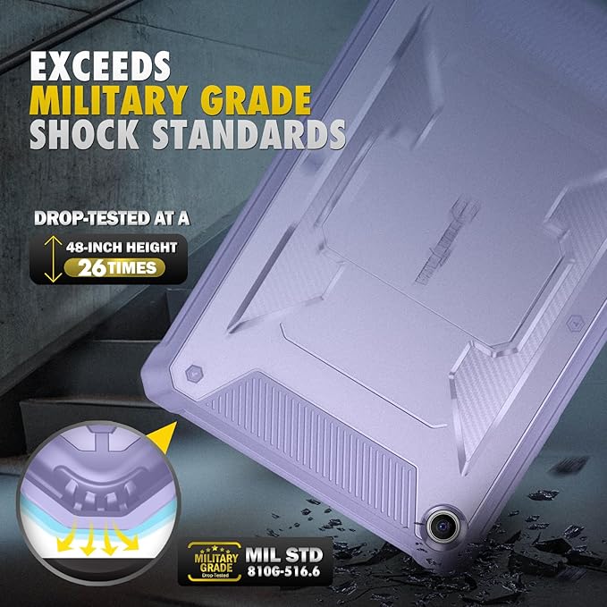 Fintie Shockproof Case for Samsung Galaxy Tab A9 Plus/A9+ 5G 11 Inch 2023 Model (SM-X210/X216/X218), Tuatara Rugged Unibody Hybrid Bumper Kickstand Cover Built-in Screen Protector, Lilac Purple