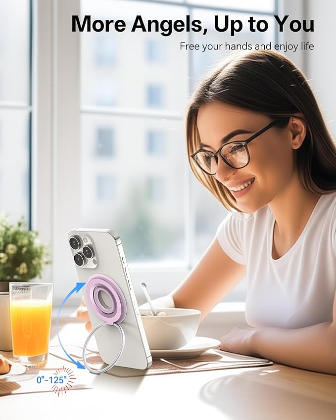 [2025 Upgrade] Magnetic Phone Grip for Phone Ring Holder, Two-Sided Magnets Phone Ring Grip Finger Kickstand Compatible with iPhone 17 Pro/Max 16 15 14 13 12 11 Plus & Android Phone (pink1)