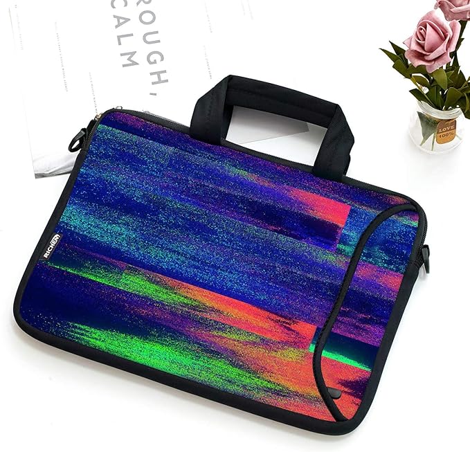 RICHEN 14 15 15.4 15.6 inch Laptop Shoulder Bag Messenger Bag Notebook Handle Sleeve Neoprene Carrying Case with Accessories Pocket (14-15.6 inch, No Signal)