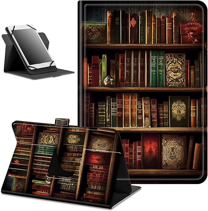 for Walmart Onn 10.4" Tablet Pro 2023 (Model:100110603) Case Dluggs 360 Degree Rotating Smart Protective Stand Cover for Walmart Onn 10.4 Inch Pro Tablet-Vintage Bookshelf