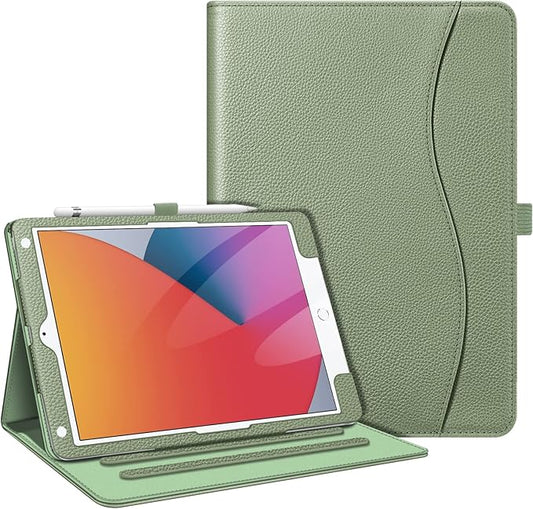 Fintie Case for iPad 9th / 8th / 7th Generation (2021/2020/2019) 10.2 Inch - [Corner Protection] Multi-Angle Viewing Stand Cover with Pocket & Pencil Holder, Auto Sleep Wake, Sage Green
