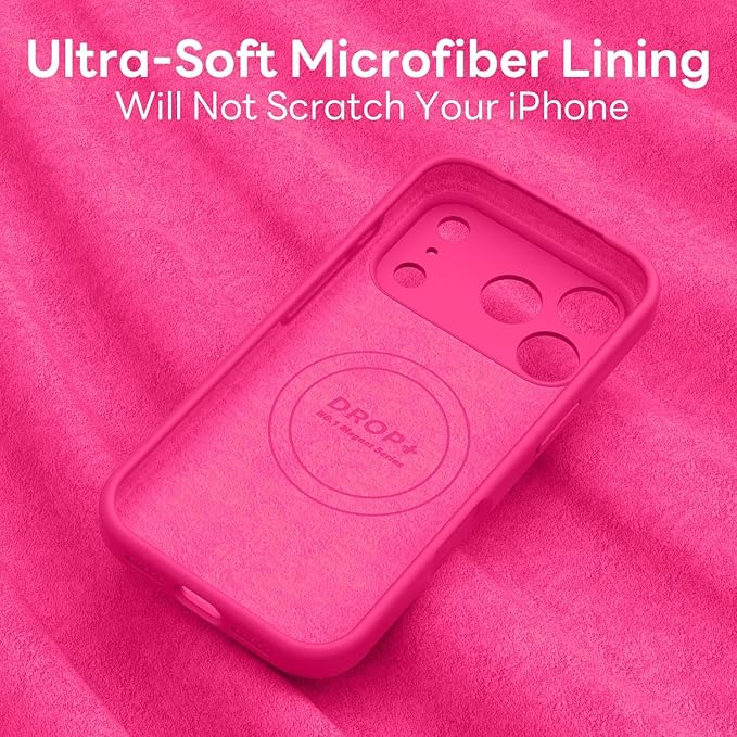 Vooii Magnetic Compatible with iPhone 17 Pro Case (Compatible with Magsafe) (Upgraded Camera Protection) Liquid Silicone Shockproof Full Body Protective Phone Cover for Women Men, Hot Pink, 6.3”