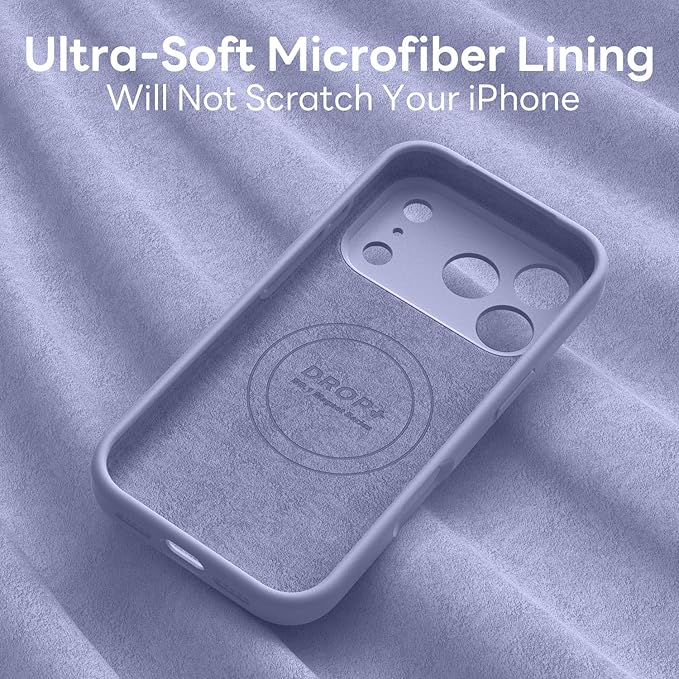 Vooii Magnetic Compatible with iPhone 17 Pro Case (Compatible with Magsafe) (Upgraded Camera Protection) Liquid Silicone Shockproof Full Body Protective Phone Cover for Women Men, Lavender Grey, 6.3”