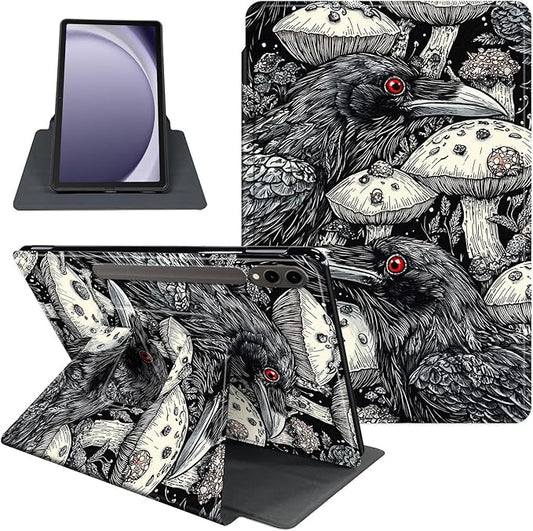Case for Samsung Galaxy Tab S10 Ultra/Tab S9 Ultra 14.6-Inch, 360 Degree Rotating Folio Stand Smart Cover for Galaxy Tab S10 Ultra/ S9 Ultra 14.6'', Auto Sleep/Wake, Ravens
