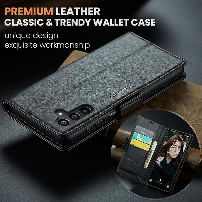 for Samsung Galaxy A15 4G/5G Case, Premium PU Leather Wallet Case Flip Cover with [RFID Blocking][Card Holder][Stand Function] Shockproof Protective for Samsung Galaxy A15, Black