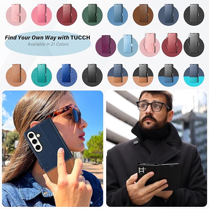 TUCCH Case for Galaxy S25, Wallet Case with [TPU Shockproof Interior Case] Stand RFID Blocking Card Holder, Magnetic PU Leather Protective Flip Cover Compatible with Galaxy S25 6.2" 2025 5G, Dark Blue